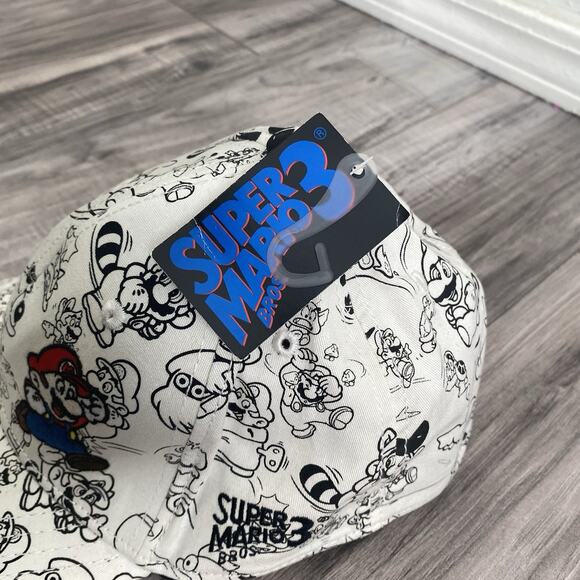 2010 Nintendo Super Mario Bioworld Bros All Over Print Fitted Baseball Cap 14+ - Picture 3 of 11